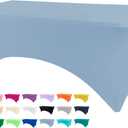 Table Covers for 6 Foot Tables, Sky Blue Washable and Wrinkle Resistant Stretch Tablecloths Rectangle 6ft for Events, Wedding, Banquets, Parties