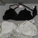 Avidlove Lace Bralette for Women Sexy Wireless Bralettes Non Padded Bralette V Neck Minimizer Lingerie, M, Black and White