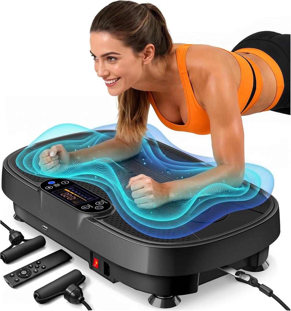 3D Vibration Plate Exercise Machine, Whole Body Vibration Platform for Lymphatic Drainage and Muscle Recovery, 455-lb Capacity Fitness Machine with Bluetooth Speaker and LED Display for Home Gym