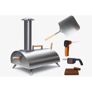 Pellethead Portable Pizza Oven Kit: Wood-Fired Outdoor Grill with Peel, Blower, Thermometer & Accessories, Stainless Steel, 13-Inch Stone Included
