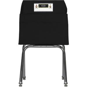 Seat Sack 17" Large Chair Storage Pocket, Black - Perfect Over the Chair Pocket Organizer for Classroom Chairs and Desks, Durable and Spacious