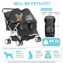 Double Pet Stroller for 2 Dogs & Cats, Side-by-Side, Black