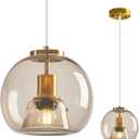 Champagne Gold Glass Pendant Light Kitchen Island, 7.87", 1 Pack, 7.87 in - 1-Pack