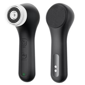 2 x Vibrating and Rotating Face Scrubber, Waterproof Rechargeable Facial Cleansing Brush, 8 Modes Face Brush for Exfoliating and Massaging, for Removing BlackheadMatte Black