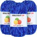 3 * 100g Velvet Chenille Chunky Yarn for Crocheting, Handcrafts Weaving Soft Chenille Yarn for Crocheting Clearance, Used for Making Baby Yarns Blanket, Clothes, Knitting Creations (Sapphire Blue)