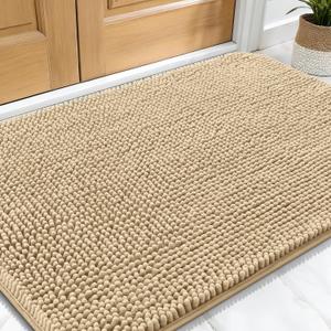 OLANLY Dog Door Mat for Muddy Paws 30x20, Absorbs Moisture and Dirt, Absorbent Non-Slip Washable Doormat, Quick Dry Chenille Mud Mat for Dogs, Entry Indoor Entryway Carpet for Inside Floor, Beige (30" x 20")
