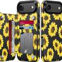 LETO for iPhone Air Wallet Case, Flip Folio Leather Kickstand | Card Slots Holder - Fashionable Flower Designs - Shockproof Protective Phone Cover for Women and Girls