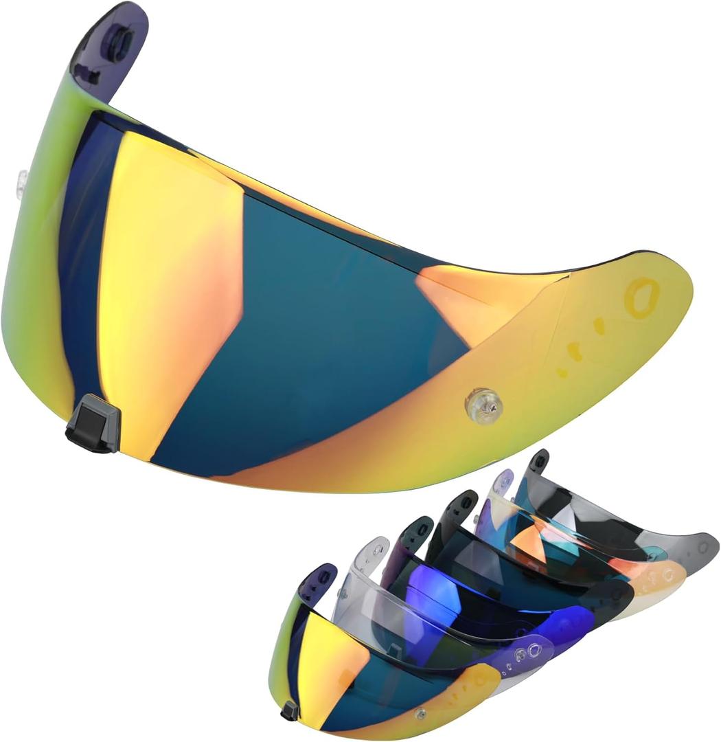 Helmet Visor Fit for T520 ST1400 Motorcycle Helmetr Visor R1 Air Face Shield Helmet Accessories Replacement Tinted Motorcycle Helmet Visor (Gold Red)