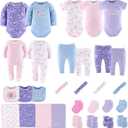 The Peanutshell Baby Layette Gift Set for Girls, Newborn Girl Gift Sets, Baby Clothes & Essentials, Purple Butterfly (3-6 Months)