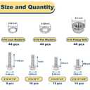 3/8-16 Bolt x (Length 3/4", 1", 1-1/4", 1-1/2") 304 Stainless Steel Flange Head Bolts Assortment Kit (112 Pack) with 3/8 16 Bolt, Serrated Flange Nuts, Washers, Full Thread