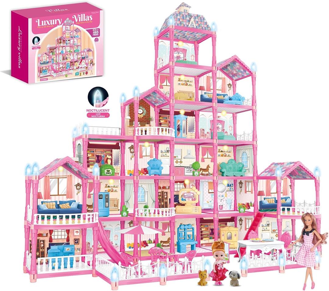 keefun Doll House for 3+ Year Old Building Toys for Girls, Big Pretend Play Dollhouse, Idea Birthday Gifts Toys for Girls Ages 3-8