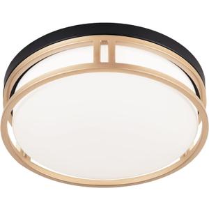 12.5 Inch LED Flush Mount Ceiling Light Fixture, 26W, Super Bright 1700 Lumens, 3 Color 3000K/4000K/5000K, Dimmable Ceiling Lamp for Bedroom Hallway Bathroom Kitchen (Black Gold)