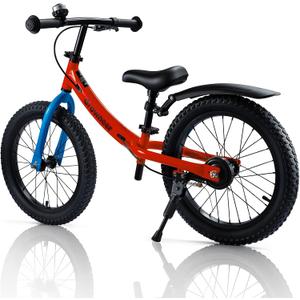 GROWNEER 16" Kids Balance Bike for 4-8 Year Old Boys Girls, Lightweight High Carbon Steel Frame Bicycle, Adjustable Padded Seat & Handlebars, Rear Brake, All-Terrain, Blue&Red