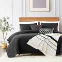 ROARINGWILD California Cal King Size Quilt Bedding Sets with Pillow Shams, Black Oversized Lightweight Soft Bedspread Coverlet, 3 Pieces, 118x106 inches