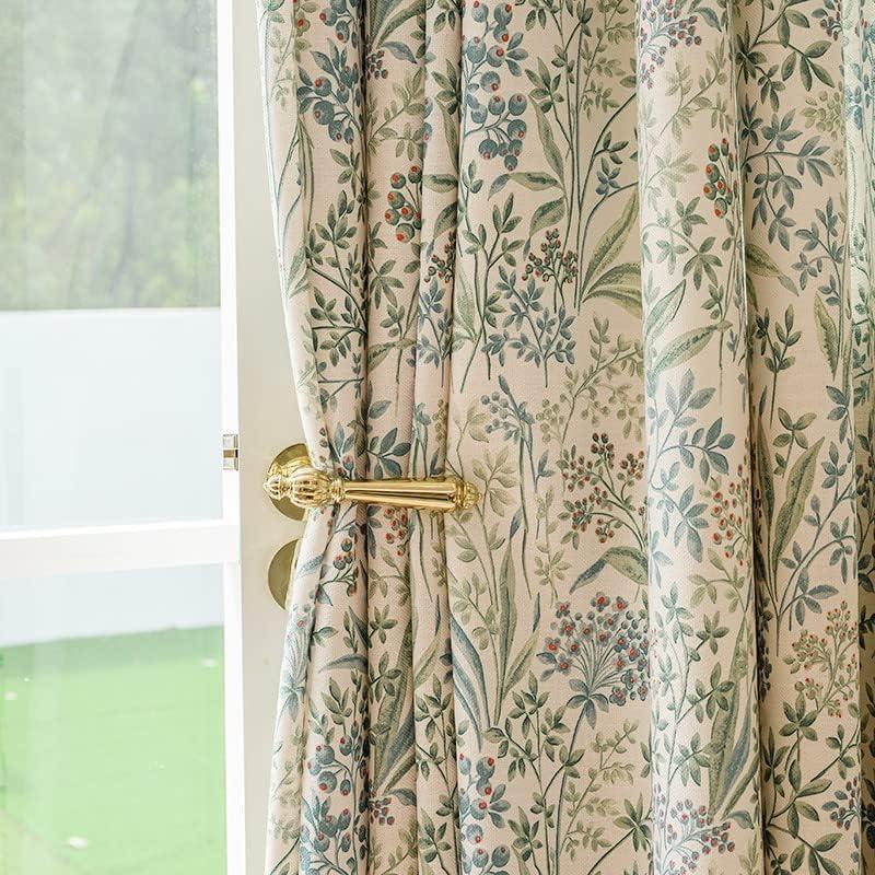 Floral Farmhouse Curtains Semi-Blackout Living Room Drapes 96 Inch Length Cotton Linen Blend Bohemian Window Curtain Panels White Bedroom Drapes, 1 Panel (Back Tab, 55" W x 96" L)