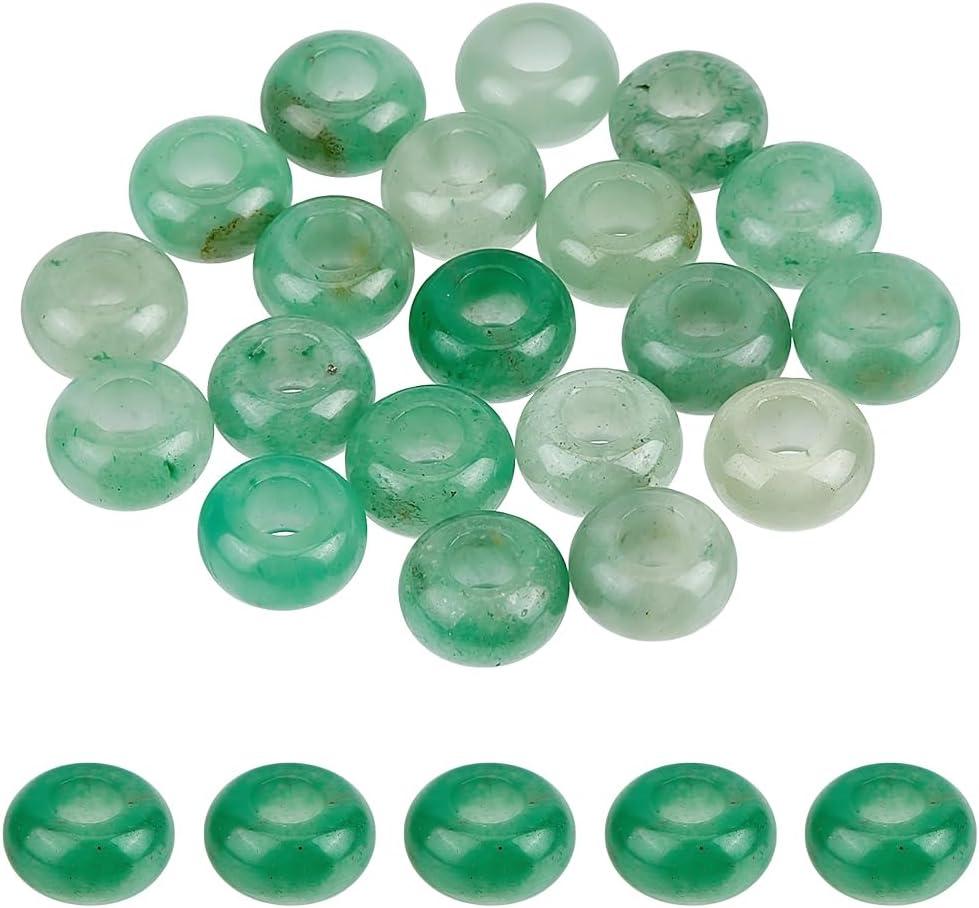 1 Box 20PCS Natural Green Stone Rondelle Beads with Large Hole