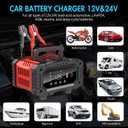 YONHAN Battery Charger 20A 12V/24V LiFePO4 Lead Acid Fully Automatic Battery Maintainer, Car Battery Trickle Charger Automotive w/Repair, Winter Mode, for AGM, STD, Gel, Deep Cycle Batteries