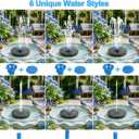 3.5W Solar Fountain Pump, Solar Bird Bath Fountain with 6 Blue & 6 Black Nozzles, Solar Water Pump for Outdoor Garden Patio Small Pond Fish Tank Landscape Decoration