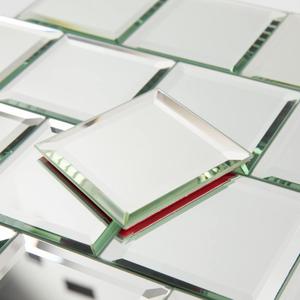 Lovdeco Peel and Stick 3 Inch Beveled Mirror Glass Tile Silver Crystal Mosaic Tile for Kitchen Backsplash Bathroom (3x3 Inch, 32 Sheets)