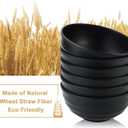 Wheat Straw Bowls Unbreakable Large Salad Bowls 60 OZ Set of 6, Microwave and Dishwasher Safe Large Plastic Bowl, Big Bowl for Eating, Serving Soup, Ramen, Popcorn (Black)