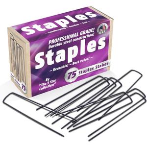 75 6-Inch Garden Landscape Staples Stakes Pins - USA Strong Pro Quality Built to Last. Weed Barrier Fabric, Ground Cover, Soaker Hose, Lawn Drippers, Irrigation Tubing, Wireless Invisible Dog Fence