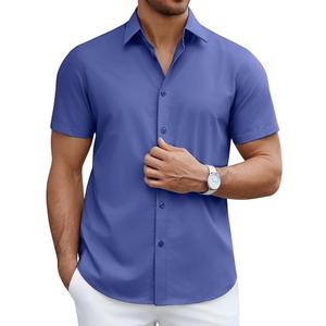 COOFANDY Mens Short Sleeve Button Down Shirt Lightweight Wrinkle Free Untucked Dress Shirts, Size M