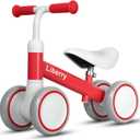 Liberry Baby Balance Bike for 1 Year Old Girls, 4 Wheels Toddler Balance Bike with Adjustable Seat, 12-36 Months Infant's First Birthday Gift (Red)