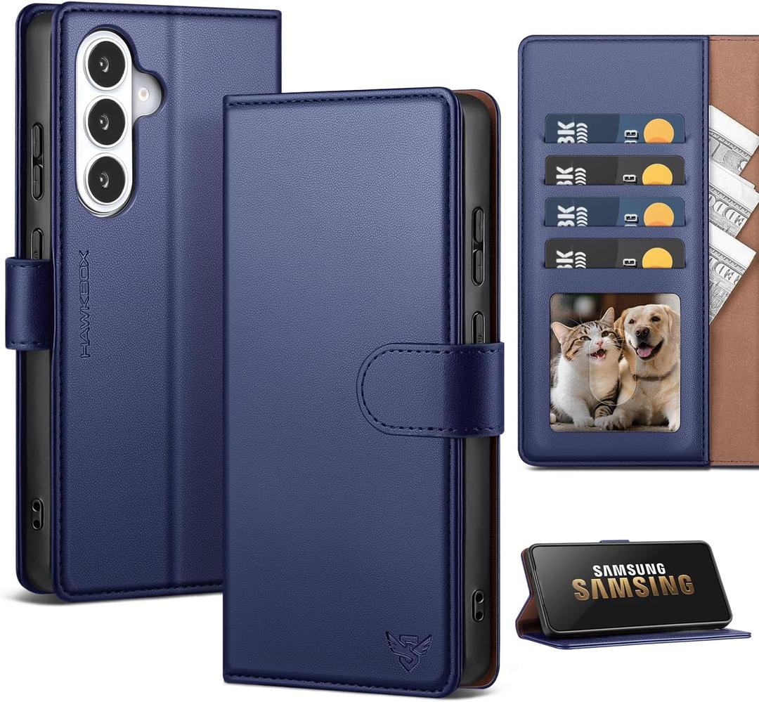 Compatible with Samsung Galaxy S26 Plus Case Wallet with Card Holder [4 Card Slot] Women Men,RFID Blocking PU Leather Phone Case Flip Protector Cover Credit Card Slot Kickstand,Dark Blue