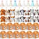 20 Sets Adopt A Puppy Favors for Kids Include Mini Plush Dog Stuffed Puppy Toys, Pet Birthday Hats and Kraft Dog Boxes for Toddler Animal Theme Birthday Party Gifts