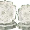 Havawish 100 Pcs Sage Green Disposable Plates Floral Green and White Paper Dessert Dinner Plates Bulk Set of 50 Guests 8 Inch 10 Inch for Birthday Wedding Bridal Tea Sage Party Supplies