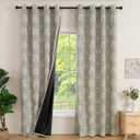 ColorBird Floral Curtains 100% Blackout Curtain Tan Khaki Black Out Window Drapes Panels 84 Inch Long for Livng Room Bedroom