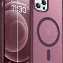 SPIDERCASE for iPhone 12 Case for iPhone 12 Pro Case, Magnetic Translucent Matte Case with 2PCS Tempered Glass Screen Protector Slim Phone Case for iPhone 12/12 Pro 6.1'', Wine Red