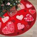 Realspring Valentine's Day Heart Tree Skirt 48 Inch Pink Heart Tree Mat Decor Red Love Skirt Carpet Romantic Love Decoration for Valentine Party Indoor Outdoor Home Office Decoration