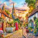 Jigsaw Puzzles for Adults 1000 Piece Puzzle for Adults 1000 Pieces Puzzle 1000 Pieces-Charming European Town with Cobblestone streetscape