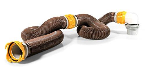 Camco 39625 Revolution 20' Sewer Hose Kit with 360 Degree Swivel Fittings and 4-in1 Elbow Adapter, Ready to Use Kit with Hose and Adapter