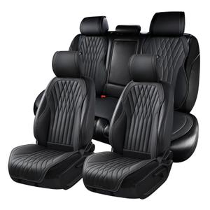 BWTJF Car Seat Covers, Front and Rear Seat Protector for Cars Waterproof Non-Slip, Leather Seat Protector Universal Fit for Suvs,Vans,Trucks (Black, Full Set)