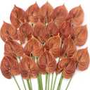 Hanaive 20 Pcs Artificial Anthurium Flowers 23.6 Inch Fake Anthurium Flowers for DIY Vase Bouquets Centerpiece Arrangements Wedding Bridal Shower Party Home Decor(Orange)