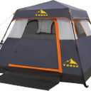 3/4 Person Camping Tent with 1 Door, 4 Windows, and Upgraded Ventilation– Instant Setup, Waterproof, 8'x 8'x 67''Oxford Fabric Floor Pop Up in 60 Seconds Includes Rainfly and Backpack