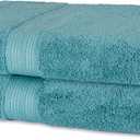 Amazon Basics Fade-Resistant 100% Cotton Bath Towel, 2 Pack, 30"x54", Teal Green