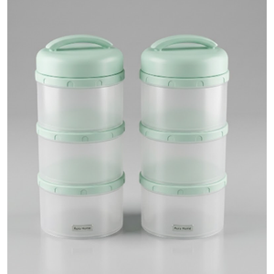 3 Layer Stackable storage containers for lunch or snacks (Pack or 2, Pastel Green)