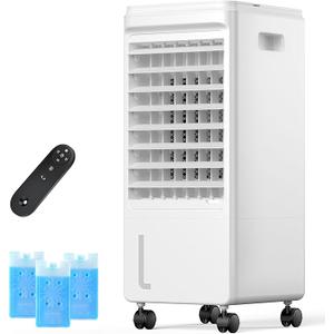 Windowless Portable Air Conditioner for Room, Evaporative Air Cooler w/7H Timer, 4 Modes & 3 Speeds, Swamp Cooler air conditioner with remote, Portable ac Unit no Window no Hose Needed, Pearl