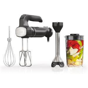 Ninja Hand Mixer, Immersion Blender, Foodi Power Mixer System, 750-Peak-Watt Handheld Emulsion Blender & Electric Hand Mixer Combo With Whisk, Beaters & 3-Cup Blending Vessel,120 volts, Black CI101