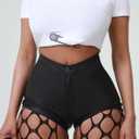 Women's Black Faux Leather Shorts High Waist Sexy Stretch Mini Booty Hot Shorts (Black, S)