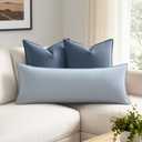 MIULEE Decorative Linen Pillow Covers 14x36 Inch Light Blue Boho Farmhouse Neutral Couch Throw Pillows for Bed Pack of 1 Accent Coastal Modern Pillowcase Summer Sofa Livingroom Home Decor