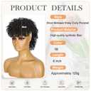 Mohawk Wig Kinky Curly Ponytail with Bangs,Short Curly Synthetic Clip on Mohawk Ponytail Extension Hair Pieces for Women with Six Clips and Two Combs Fluffy Natural Hair for Daily and Party Use 1B