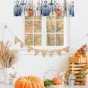 Fall Valance Curtain Pumpkin Blue Kitchen Curtain Thanksgiving Autumn Leaves Window Treatment Topper Curtains for Kitchen Living Room Bathroom Fall Seasonal Decor 1 Panel 54x18 Inch