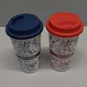 NBABSR 20 OZ Ceramic Coffee Mugs with Lid, Large Ceramic Travel Tumble Cups, To Go Mug Car Portable Reusable Insulation Camping Cups Gifts,Blue&Red