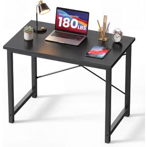 DUMOS 31 Inch Small Computer Desk for Home Office, Modern Study Writing Work Table Simple Style for Bedroom with X-Shaped ReInchforcement, Black