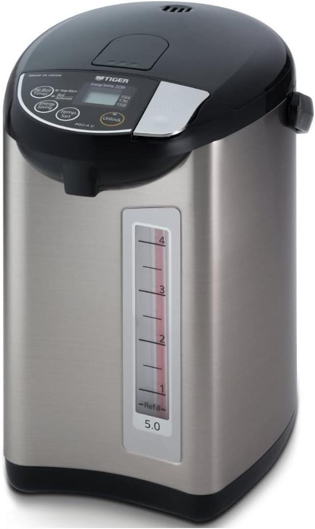 Tiger PDU-A50U-K Electric Water Boiler and Warmer, Stainless Black, 5.0-Liter (5.3 Quarts)