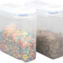 Basicwise Large BPA-Free Plastic Food Cereal Containers, Airtight Spout Lid Set of 2 (Size: 9" W x 4" L x 9.5" H)